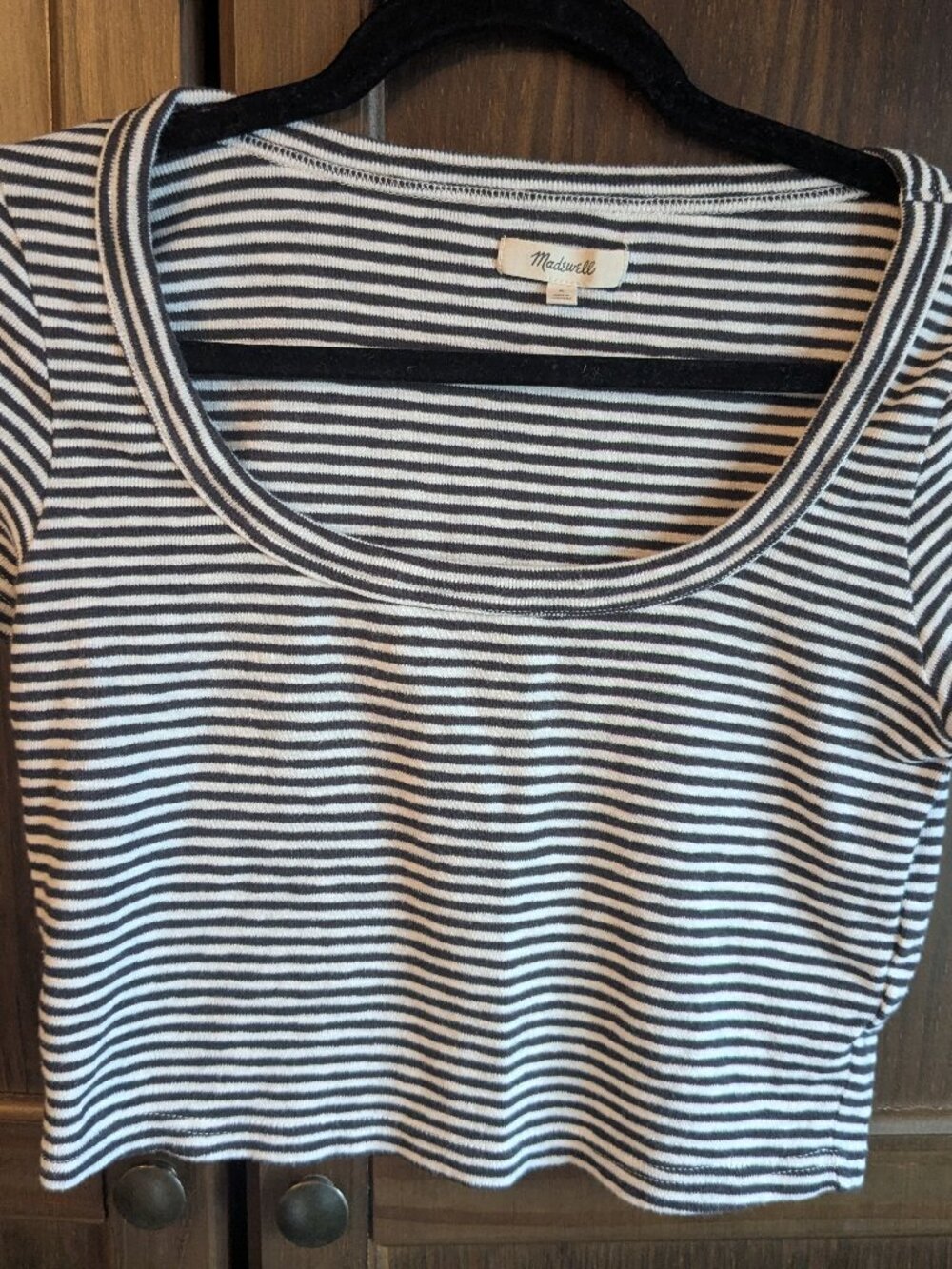 Madewell Striped Scoop‑Neck Cropped Tee – Size S